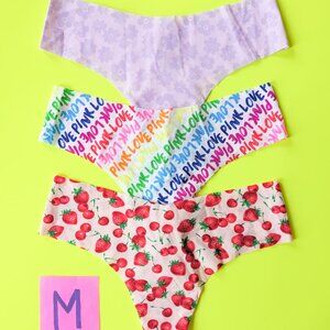 Victoria's Secret PINK Seamless Size M Thong Panty Bundle - 3 pairs